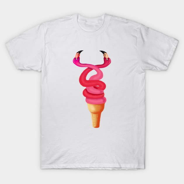 Tropical Floral Icecream, Love Flamingos T-Shirt by logiamerch