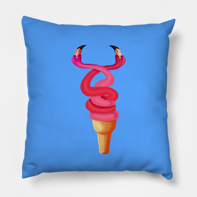 Tropical Floral Icecream, Love Flamingos Pillow by logiamerch
