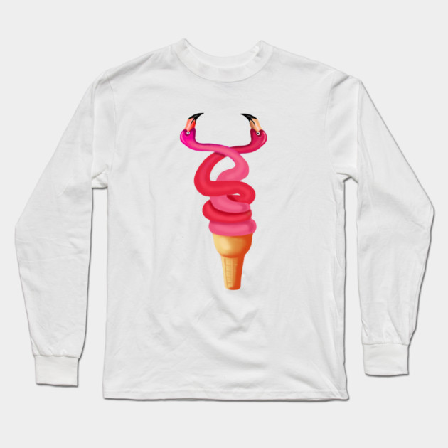 Tropical Floral Icecream, Love Flamingos Long Sleeve T-Shirt by logiamerch