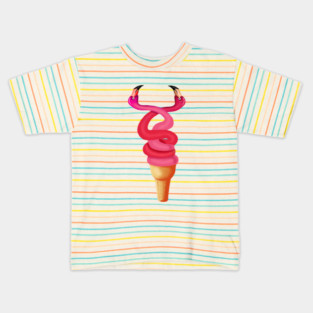 Tropical Floral Icecream, Love Flamingos Kids T-Shirt