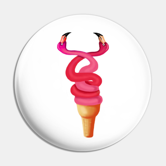 Tropical Floral Icecream, Love Flamingos Pin by logiamerch