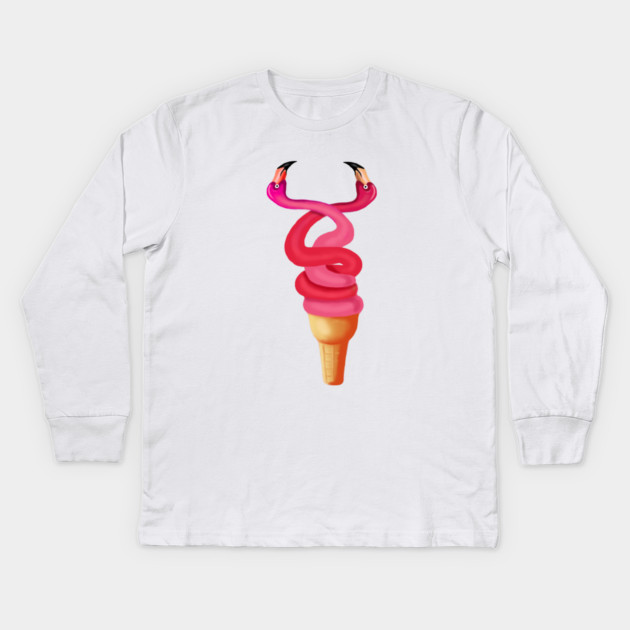 Tropical Floral Icecream, Love Flamingos Kids Long Sleeve T-Shirt by logiamerch