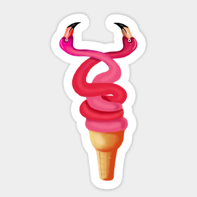 Tropical Floral Icecream, Love Flamingos Sticker by logiamerch