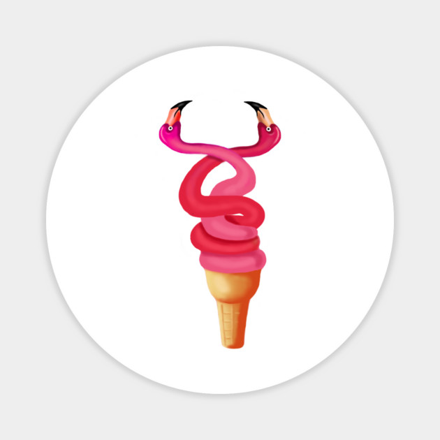 Tropical Floral Icecream, Love Flamingos Magnet by logiamerch