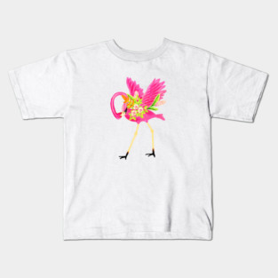 Flamingo Floral Tropical Flowers, Love Flamingos Kids T-Shirt