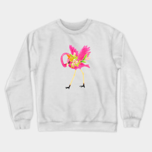 Flamingo Floral Tropical Flowers, Love Flamingos Crewneck Sweatshirt
