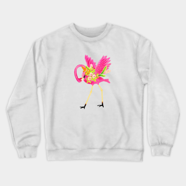 Flamingo Floral Tropical Flowers, Love Flamingos Crewneck Sweatshirt by logiamerch