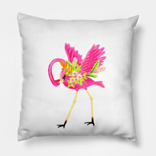 Flamingo Floral Tropical Flowers, Love Flamingos Pillow