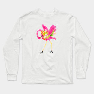 Flamingo Floral Tropical Flowers, Love Flamingos Long Sleeve T-Shirt
