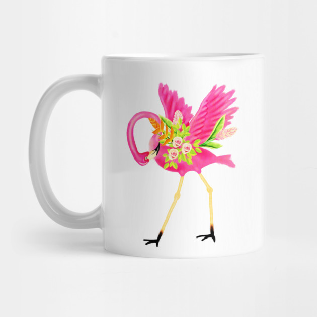 Flamingo Floral Tropical Flowers, Love Flamingos by logiamerch