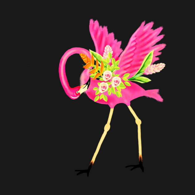 Flamingo Floral Tropical Flowers, Love Flamingos by logiamerch