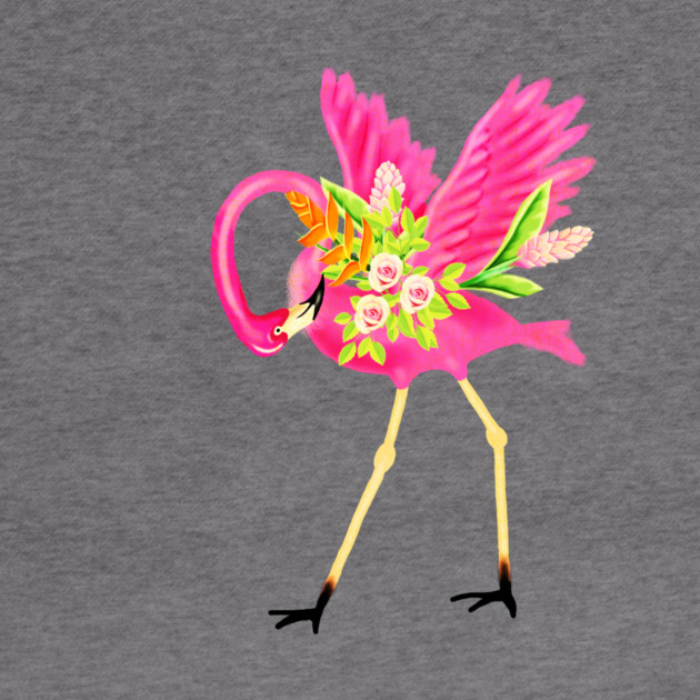 Flamingo Floral Tropical Flowers, Love Flamingos by logiamerch