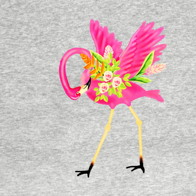 Flamingo Floral Tropical Flowers, Love Flamingos by logiamerch