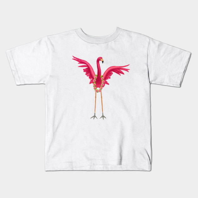Flamingo Floral Roses Tropical, Love Flamingos Kids T-Shirt by logiamerch
