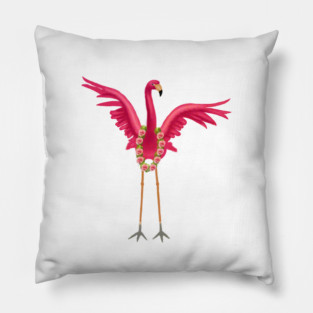 Flamingo Floral Roses Tropical, Love Flamingos Pillow