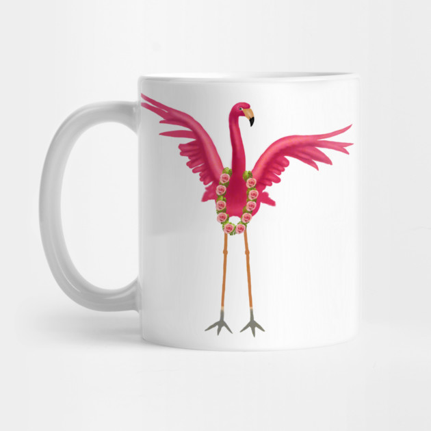 Flamingo Floral Roses Tropical, Love Flamingos by logiamerch