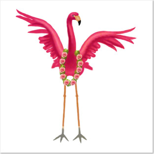 Flamingo Floral Roses Tropical, Love Flamingos Posters and Art