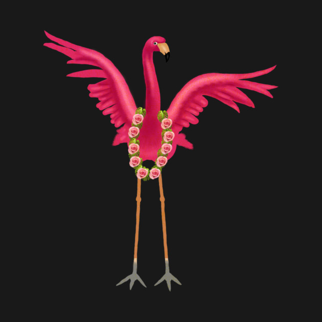 Flamingo Floral Roses Tropical, Love Flamingos by logiamerch
