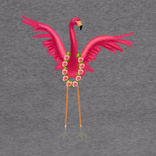 Flamingo Floral Roses Tropical, Love Flamingos by logiamerch