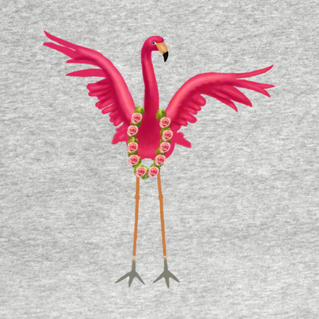 Flamingo Floral Roses Tropical, Love Flamingos by logiamerch