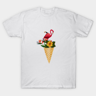 Flamingo Tropical Floral Icecream, Love Flamingos T-Shirt