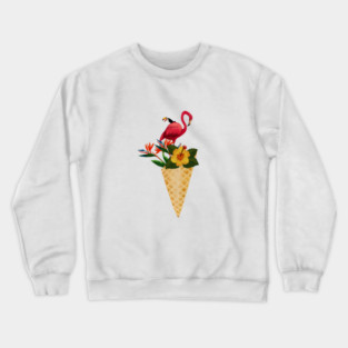 Flamingo Tropical Floral Icecream, Love Flamingos Crewneck Sweatshirt