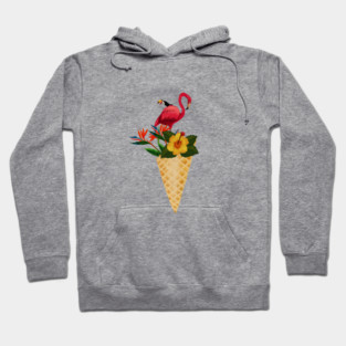 Flamingo Tropical Floral Icecream, Love Flamingos Hoodie