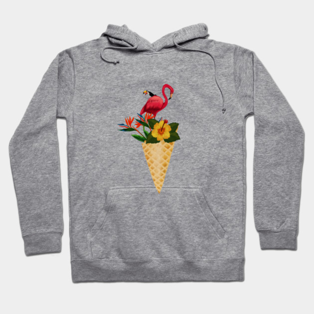Flamingo Tropical Floral Icecream, Love Flamingos Hoodie by logiamerch