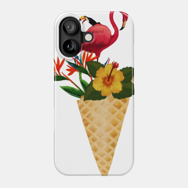 Flamingo Tropical Floral Icecream, Love Flamingos Phone Case by logiamerch