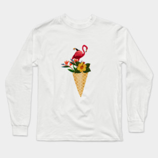 Flamingo Tropical Floral Icecream, Love Flamingos Long Sleeve T-Shirt