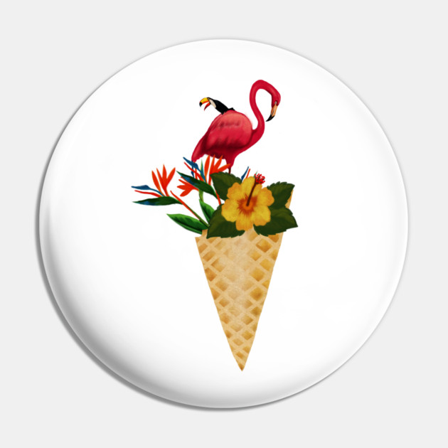 Flamingo Tropical Floral Icecream, Love Flamingos Pin by logiamerch