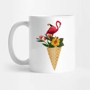 Flamingo Tropical Floral Icecream, Love Flamingos Mug