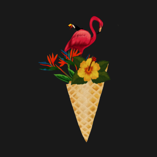 Flamingo Tropical Floral Icecream, Love Flamingos by logiamerch