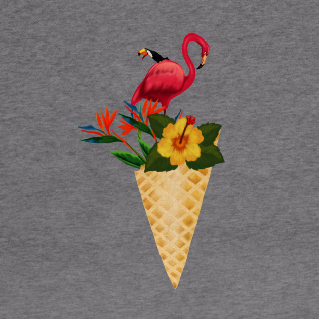 Flamingo Tropical Floral Icecream, Love Flamingos by logiamerch