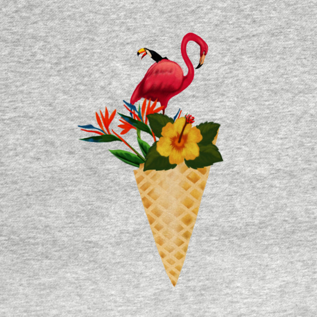 Flamingo Tropical Floral Icecream, Love Flamingos by logiamerch