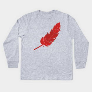 Red Parrot Feather Kids Long Sleeve T-Shirt