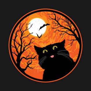 Creepy Cute Halloween Black Cat Going BLEP T-Shirt