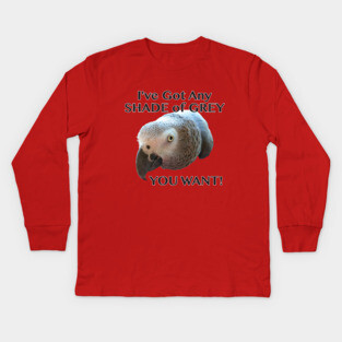 Any Shade of Grey - African Grey Parrot Kids Long Sleeve T-Shirt