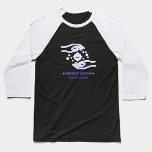 Bright Moon Falling Stars Baseball T-Shirt