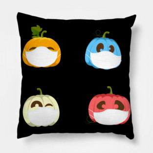 halloween quarantine pumpkin with mask Pillow