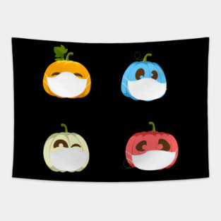 halloween quarantine pumpkin with mask Tapestry