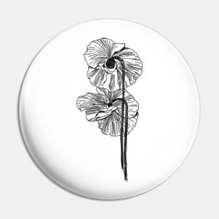 Hand Drawn Poppy Flower Pin