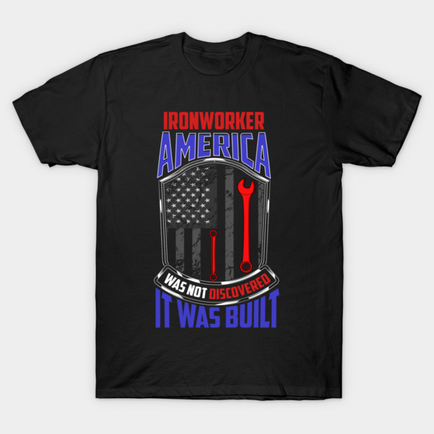 Ironworker American Flag & Wrench Grunge Design T-Shirt by creative