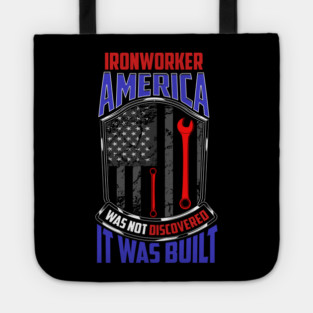Ironworker American Flag & Wrench Grunge Design Tote