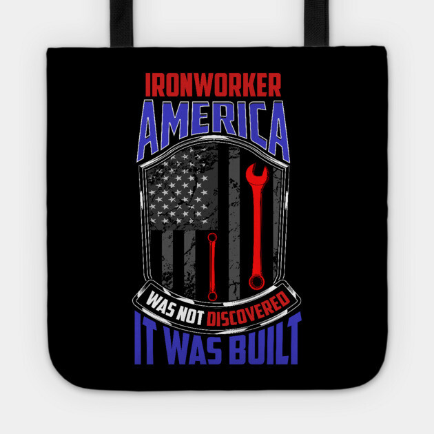 Ironworker American Flag & Wrench Grunge Design Tote by creative