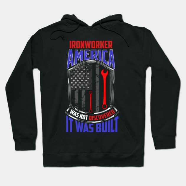 Ironworker American Flag & Wrench Grunge Design Hoodie by creative