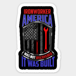 Ironworker American Flag & Wrench Grunge Design Magnet