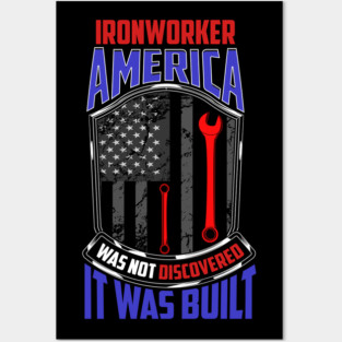 Ironworker American Flag & Wrench Grunge Design Posters and Art