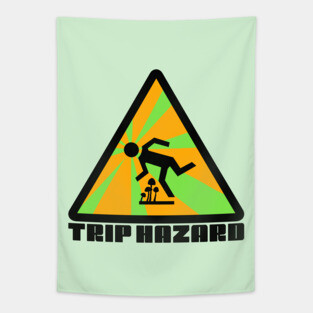 Green Trip Hazard Psychedelic Warning Sign Tapestry