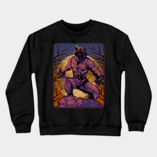 Anime Werewolf Halloween Design Crewneck Sweatshirt by creative